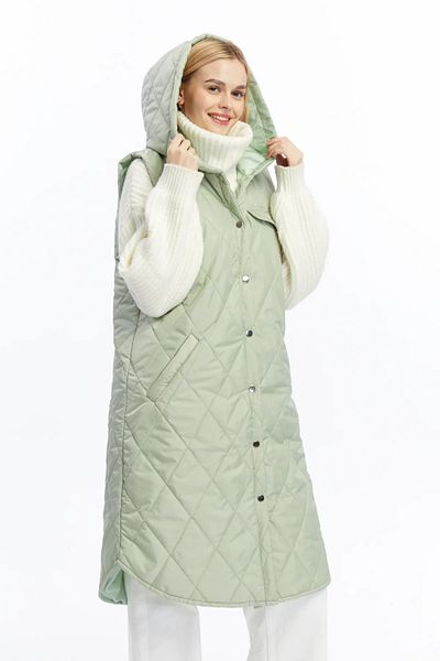 Modabenna Women's Hooded Long Snap Fastener Inflatable Filling Vest