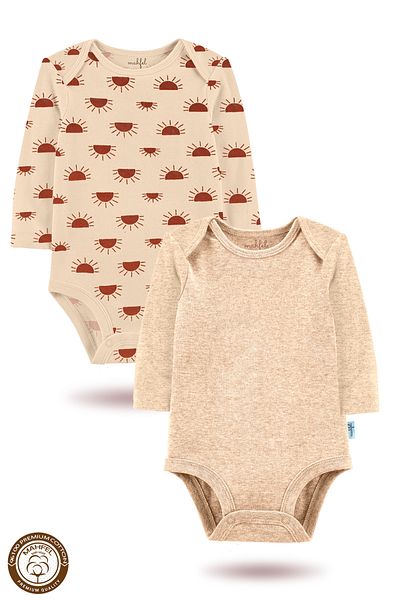 MAHFEL 2-Piece 100% Cotton Organic Printed Snap Fastener Baby Bodysuit