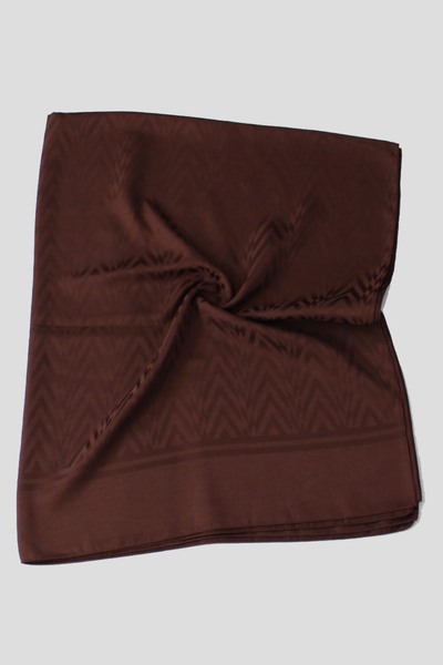 QUM İPEK شال جاكار إيطالي منقوش متعرج - بني مرير