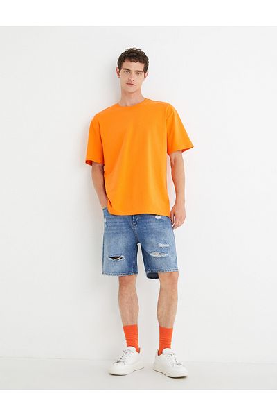 Koton Orangefarbenes Herren-T-Shirt