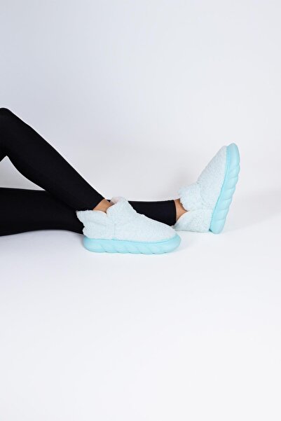 Beyond Γυναικείες Παντόφλες Παπούτσια Σπίτι Τυρκουάζ Trizo Λούτρινα Τριχωτά 4cm BYNDTRZ01