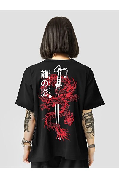 CC STORE Dragon Roșu Dragon Japonez IMPRIMAT 100% BUMBAC | Tricou Oversize T-...