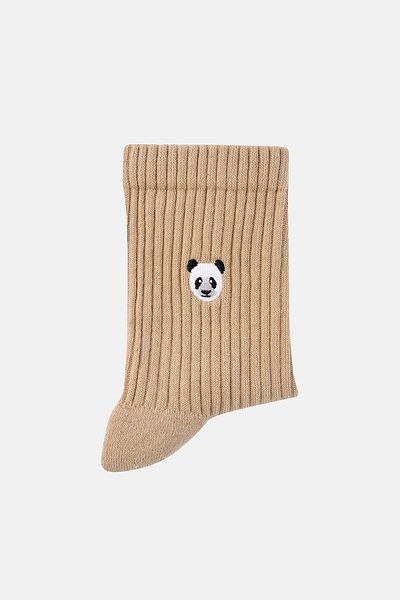 WWF Market Panda Towel Socks - Latte
