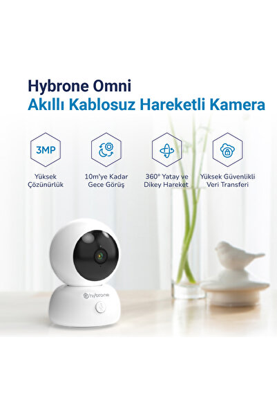 Hybrone Omni Akıllı 3MP 2K 360° WiFi Güvenlik Kamerası – Gece Görüşlü, Hareket Takip, Çift Yönlü Ses