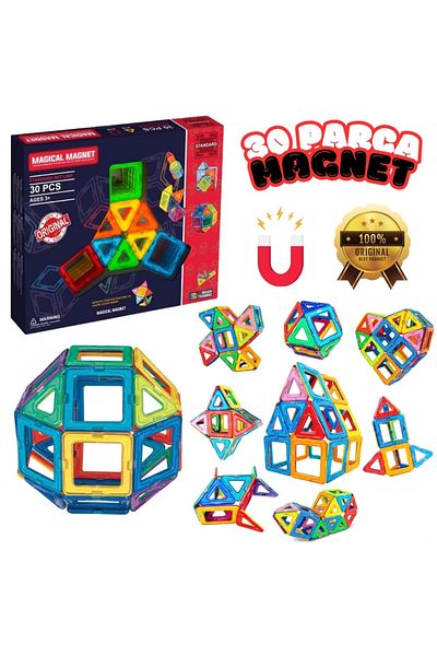 Doğan Oyuncak Dünyası Original Magical Magnet 30 Pieces Magnetic Lego - Magnetic Magical Magnet - Magnet Lego - Magnet