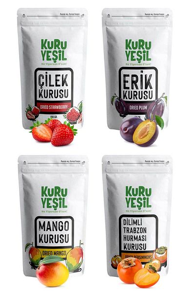Kuru Yeşil Quartet of Dried Fruit - Dried Fruit - Strawberry - Dried Persimmon Dried Mango, Dried Fig.