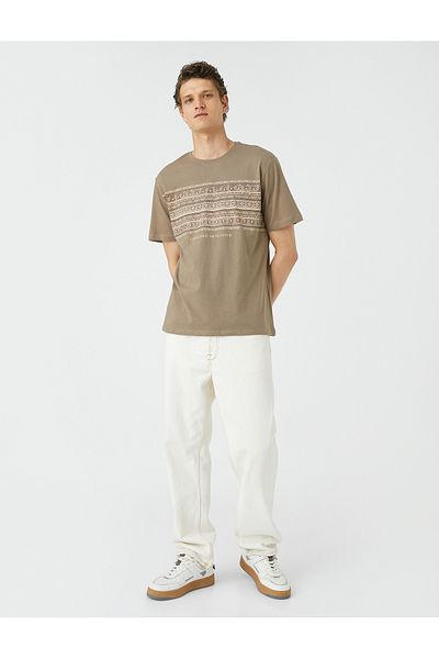 Koton Basic T-Shirt Crew Neck Ethnic Printed Short Sleeve