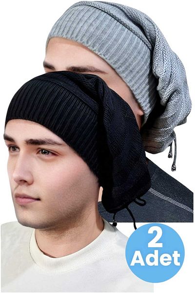 Trenderrs Σετ 2 ανδρικά χειμωνιάτικα πλεκτά πλεκτά Beanie και γιακάς λαιμού