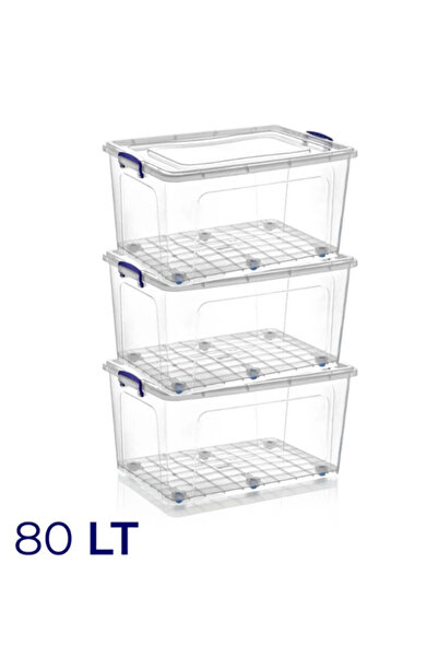 Loremp Rolling Lock Storage Box 80 Liters 3 Rolling Storage Containers