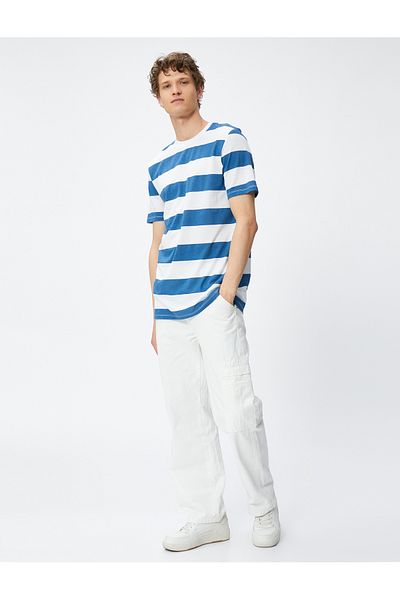 Koton Crew Neck T-Shirt Short Sleeve Color Blocked