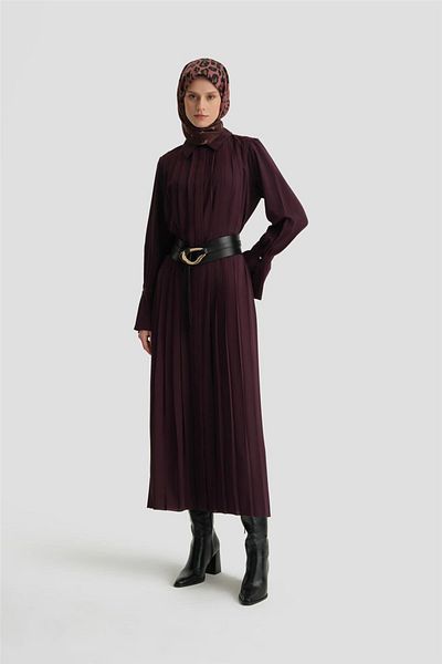 Armine Purple Pleated Shirt Dress - 24K9904