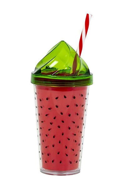 Herevin 540 Cc Cream Lid Patterned Two-Layer Cup-watermelon Seed