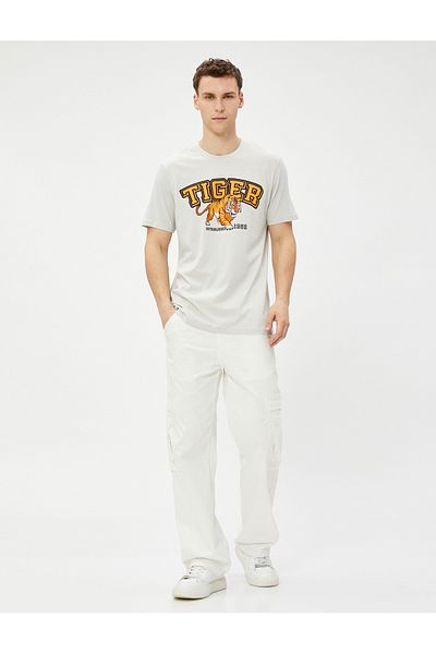 Koton College T-Shirt Tiger Printed Crew Neck Short Sleeve