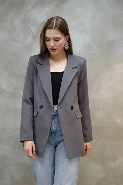 SUXİRCNHTMTS Jachetă Blaze - Design clasic, solid, cu nasturi dubli