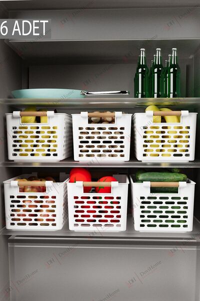 Olgun Home 6 ADET Çok Amaçlı Tutacaklı Organizer Sepet - Dolap Içi Ve Buzdola...
