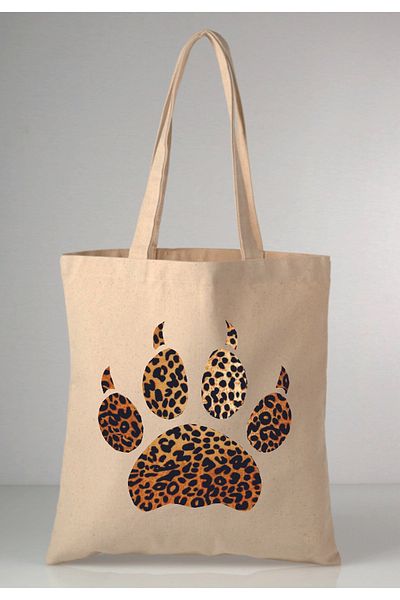 MODA Leopard Paw Pattern Printed Raw Cloth 35X40 Ecru Shoulder Bag