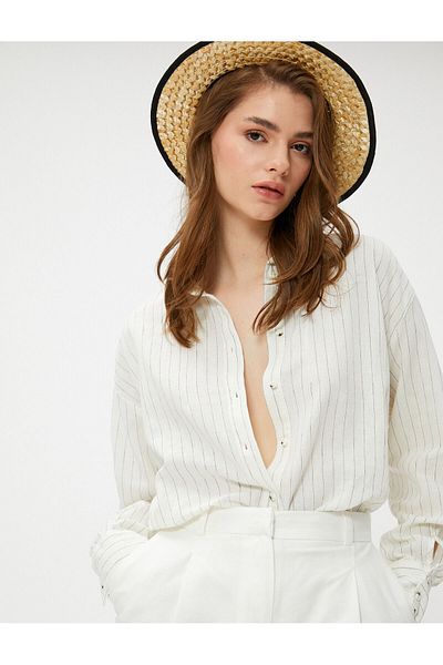Koton Oversize Linen Blended Shirt