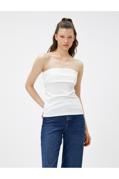 Koton Top fără bretele, slim fit cu detaliu pliat