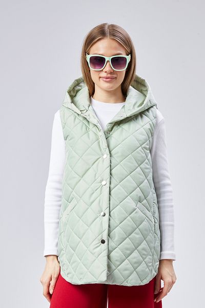 Modabenna Women's Hooded Short Snap Fastener Inflatable Filling Vest