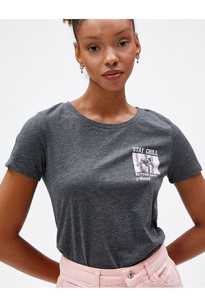 Koton Printed T-Shirt Short Sleeve Crew Neck Cotton