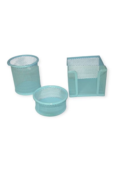 Linea Perforated Table Set Metal Mesh Sky Blue (Triple)