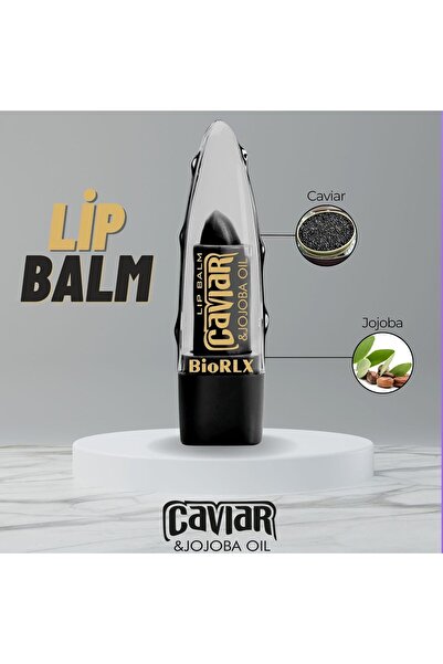 BioRLX Dudak Balmı Aloe Vera Jojoba Yağı, Havyar Dolgun Görünümlü Korumalı Renksiz Dudak Bakım 3,5 G