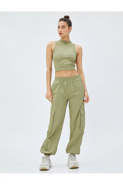 Koton Parachute Trousers with Elastic Waist and Large Pocket Detail