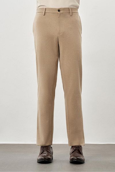 İmza Light Beige Knitted Slim Fit Slim Fit Classic Trousers1003220163