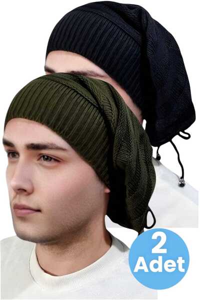 Trenderrs Σετ 2 ανδρικά χειμωνιάτικα πλεκτά πλεκτά Beanie και γιακάς λαιμού