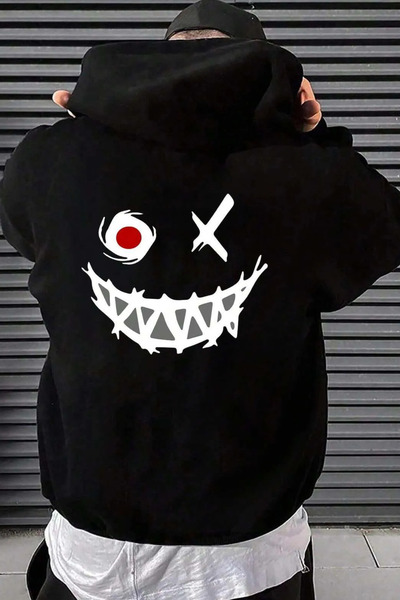 Wish BF Унисекс суитшърт с щампа на усмихнато страшно лице и Хелоуин