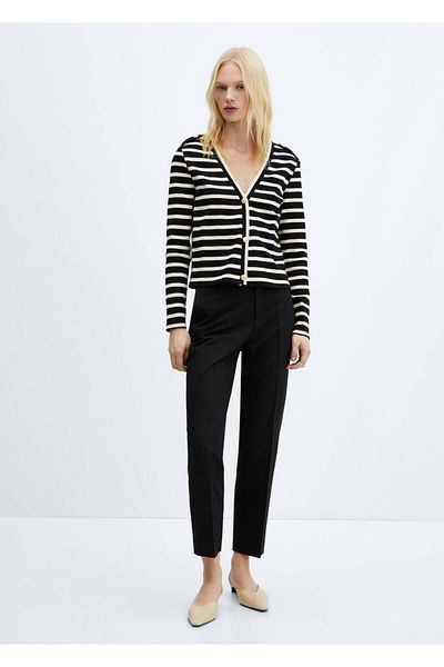 MANGO Woman Buttoned striped cardigan