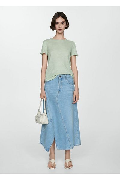 MANGO Woman Leinen-T-Shirt mit kurzen Ärmeln