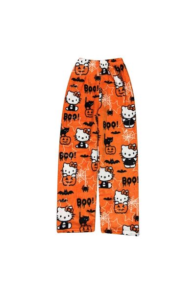 1blood Πορτοκαλί Halloween Hello Kitty βελούδινο oversize αθλητικό παντελόνι