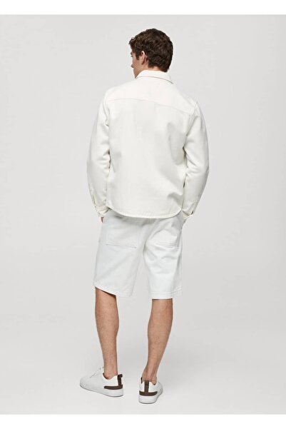 MANGO Man Μπουφάν κανονικής εφαρμογής από βαμβακερό και λινό πουκάμισο