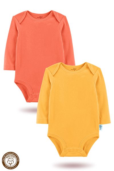 MAHFEL 2-Piece 100% Cotton Organic Printed Snap Fastener Baby Bodysuit