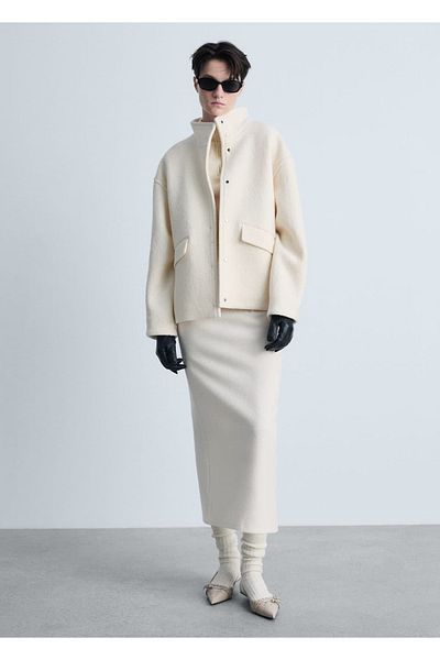 MANGO Woman High Collar Wool Coat