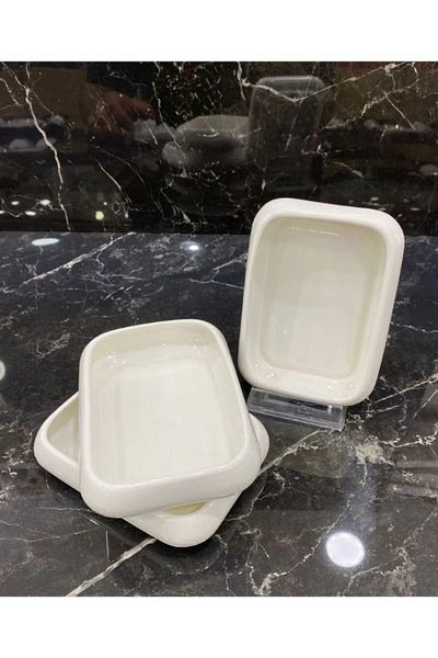 TEKBİR PORSELEN 3-Piece Porcelain Multipurpose Presentation Plate 13X9.4X2.7(H) cm