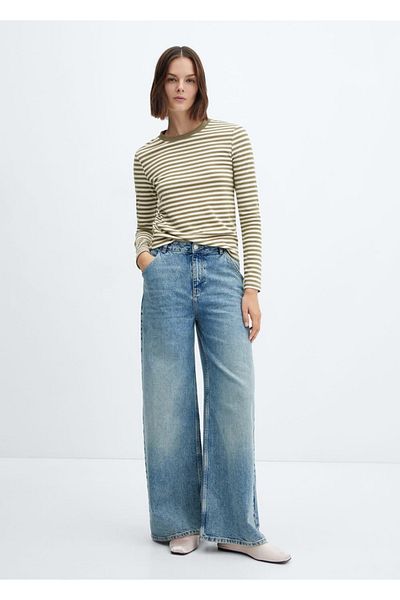 MANGO Woman T-shirt w paski z długim rękawem