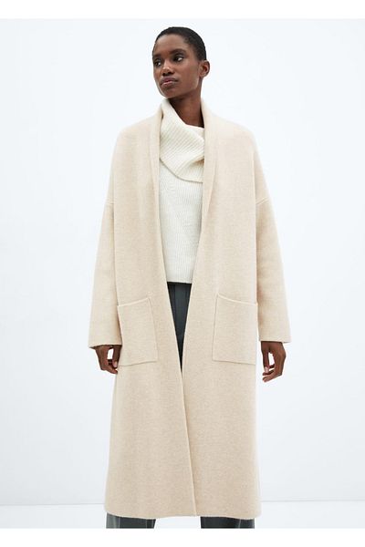 MANGO Woman Oversize úpletový kabát s kapsami