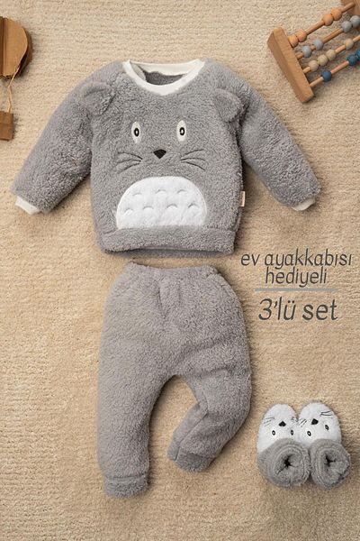 Mai Perla Totoro Embroidered Welsoft Plush 3-Piece Baby Set