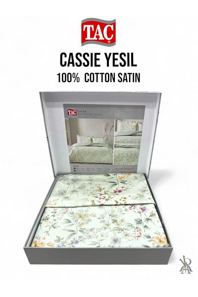 Taç Σετ Παπλωματοθήκη Cassie πράσινο βαμβακερό σατέν διπλό