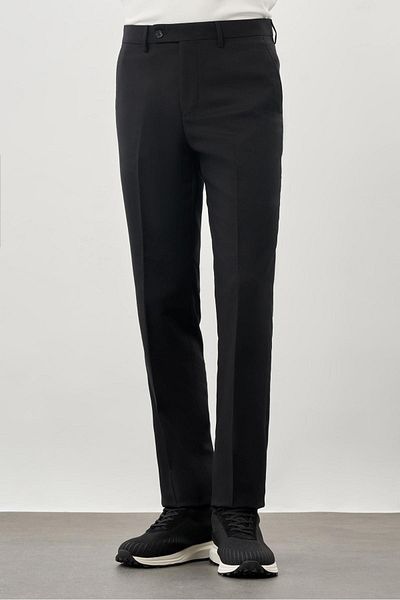 İmza Black Straight Cloth Foot Stretchy Side Pocket Slim Fit Classic Pants 1003245207 _001