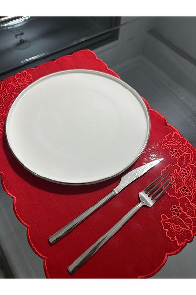 LİNDA MİA Red D. Floral - 2-Piece American Service Hole Business Set