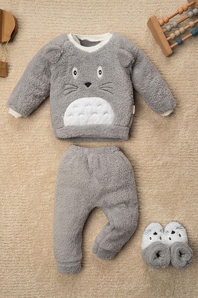Mai Perla Totoro Embroidered Welsoft Plush 3-Piece Baby Set