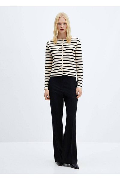MANGO Woman Striped Buttoned Cardigan