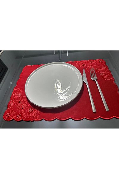 LİNDA MİA Red D. Floral - 2-Piece American Service Hole Business Set