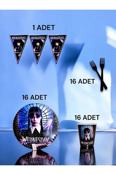VibeHome Wednasday Themed S Pack for 16 - Birthday Party and Fun Events