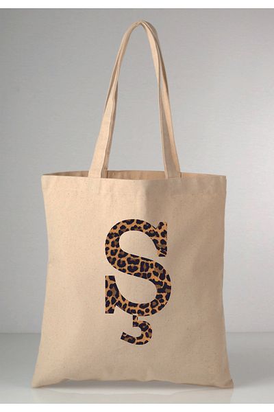 MODA Leopard Print Sh Letter Printed Raw Cloth 35X40 Ecru Shoulder Bag