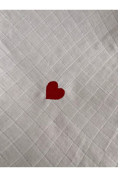 runbaby 75X75 cm Embroidered Single Layer Muslin Baby Blanket (Heart Embroidery)