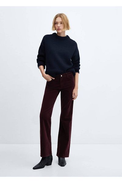 MANGO Woman Pantaloni din catifea cu talie mijlocie